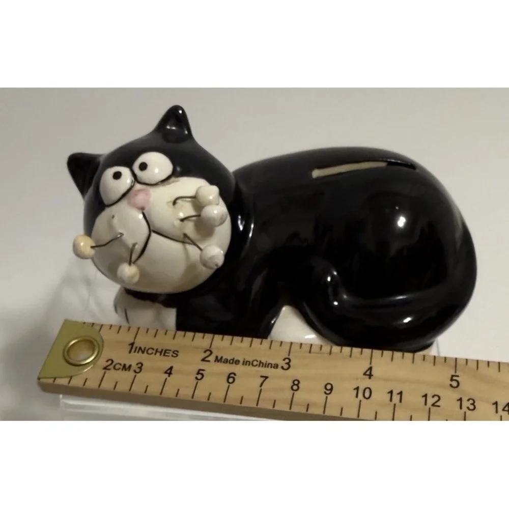 Whimsical Black Cat Coin Bank K's Collection Ceramic Kitty Savings Bank 6